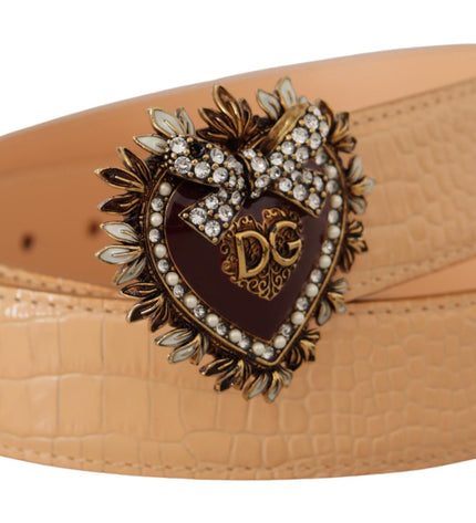 Dolce & Gabbana Enchanting Nude Leather Belt with Engraved Buckle