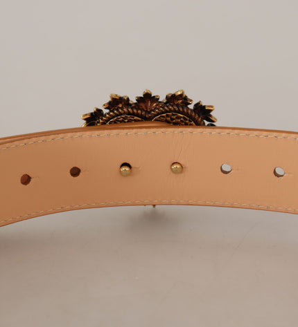 Dolce & Gabbana Enchanting Nude Leather Belt with Engraved Buckle