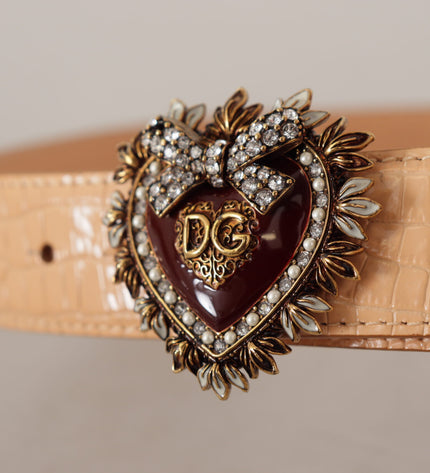 Dolce & Gabbana Enchanting Nude Leather Belt with Engraved Buckle