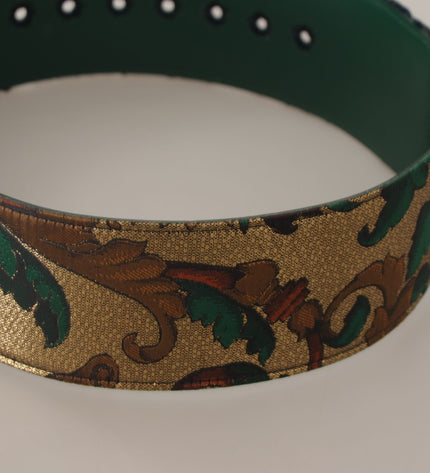 Dolce & Gabbana Elegant Green Leather Belt with Logo Buckle