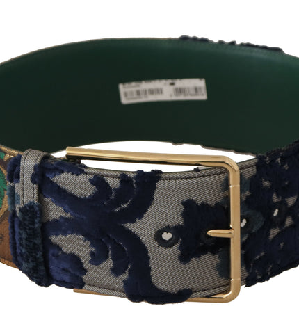 Dolce & Gabbana Elegant Green Leather Belt with Logo Buckle