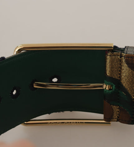 Dolce & Gabbana Elegant Green Leather Belt with Logo Buckle