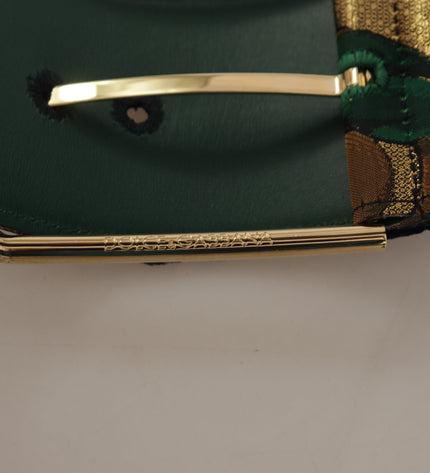 Dolce & Gabbana Elegant Green Leather Belt with Logo Buckle