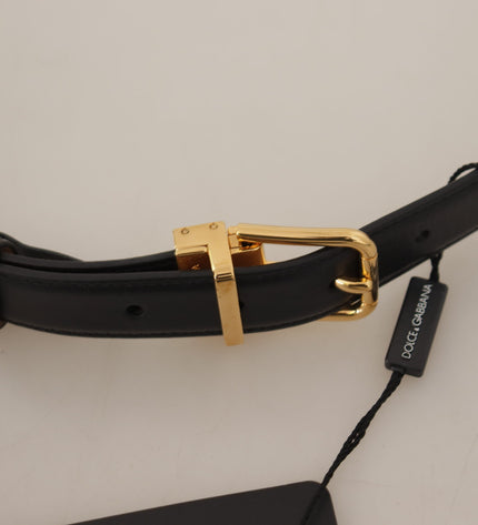 Dolce & Gabbana Elegant Black Leather Belt with Engraved Buckle