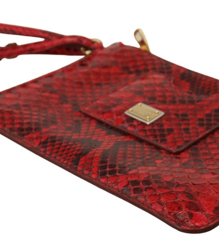 Dolce & Gabbana Elegant Red Leather Ayers Snake Clutch