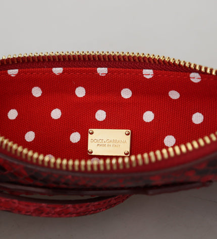 Dolce & Gabbana Elegant Red Leather Ayers Snake Clutch