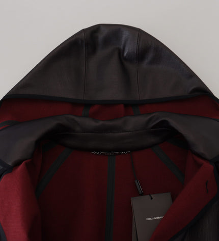 Dolce &amp; Gabbana Elegante Parka con cappuccio in nero e bordeaux