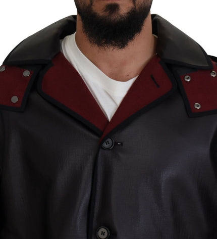 Dolce &amp; Gabbana Elegante Parka con cappuccio in nero e bordeaux