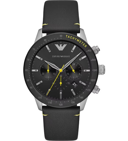 Emporio Armani Elegant Chronograph Leather Strap Watch