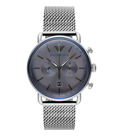 Emporio Armani Sophisticated Silver Steel Chronograph Watch