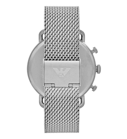 Emporio Armani sofisticato orologio cronografo in acciaio color argento