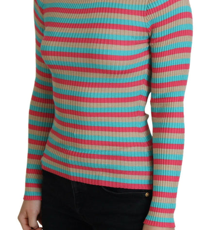 Dolce & Gabbana Elegant Striped Silk Crewneck Pullover