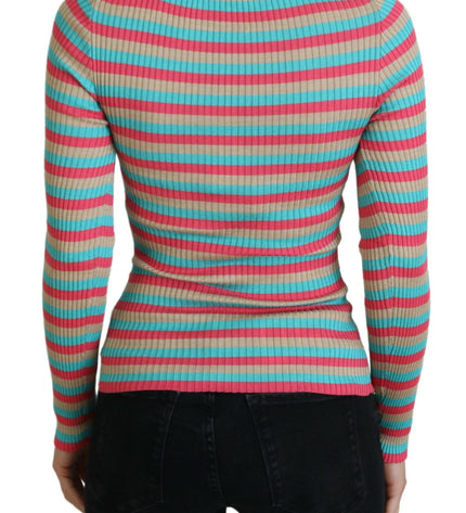 Dolce & Gabbana Elegant Striped Silk Crewneck Pullover