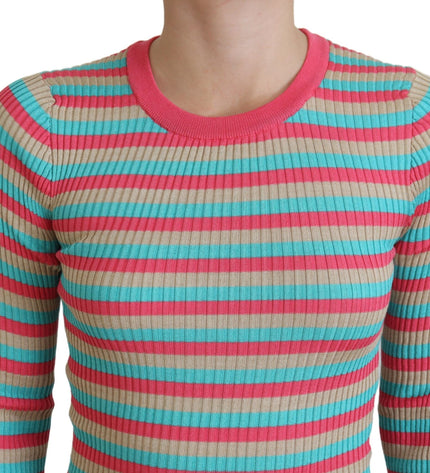 Dolce & Gabbana Elegant Striped Silk Crewneck Pullover