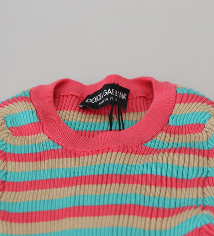 Dolce & Gabbana Elegant Striped Silk Crewneck Pullover