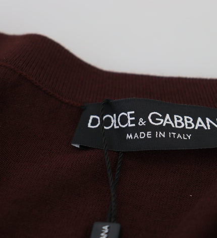 Dolce &amp; Gabbana Şık Bordo V Yaka Yün Hırka