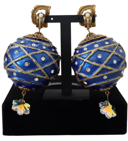 Dolce & Gabbana Elegant Dangling Crystal Christmas Ball Earrings