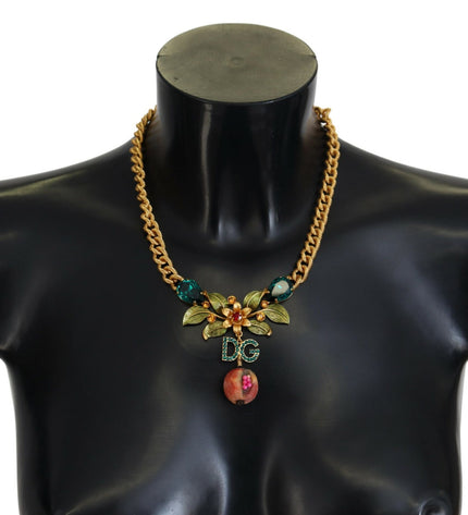 Dolce & Gabbana Elegant Gold-Tone Floral Fruit Necklace