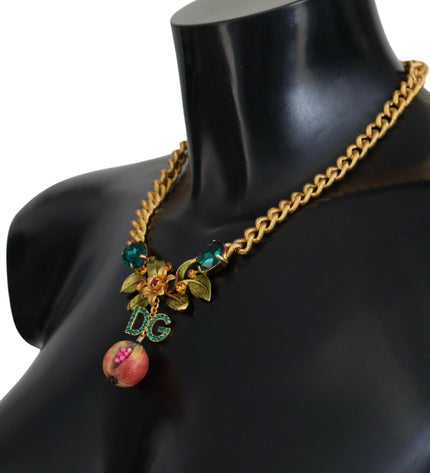 Dolce & Gabbana Elegant Gold-Tone Floral Fruit Necklace