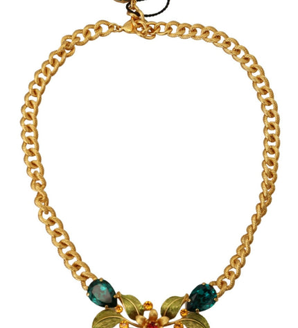 Dolce & Gabbana Elegant Gold-Tone Floral Fruit Necklace