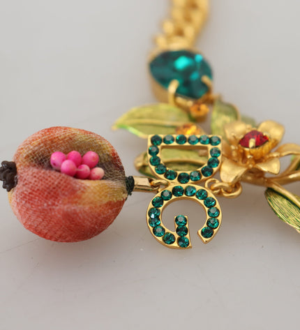 Dolce & Gabbana Elegant Gold-Tone Floral Fruit Necklace