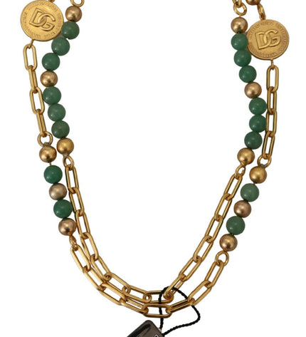 Dolce & Gabbana Elegant Gold-Plated Gemstone Necklace