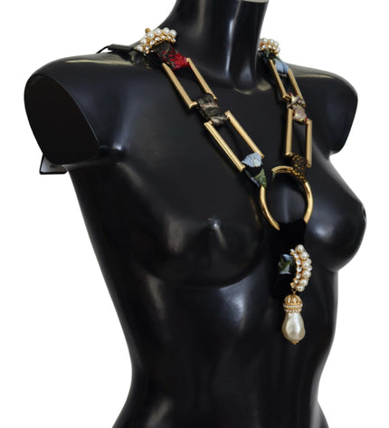 Dolce & Gabbana Elegant Gold Brass Pearl Statement Necklace