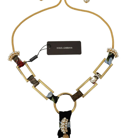 Dolce &amp; Gabbana Elegante collana con perle in ottone dorato