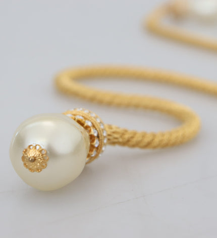 Dolce & Gabbana Elegant Gold Brass Pearl Statement Necklace