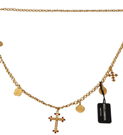 Dolce & Gabbana Gold Tone Cross Charm Necklace