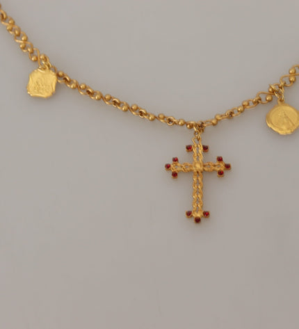 Dolce & Gabbana Gold Tone Cross Charm Necklace