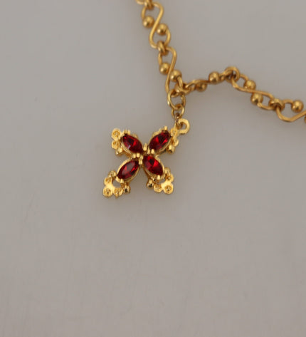 Dolce & Gabbana Gold Tone Cross Charm Necklace