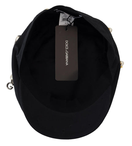 Dolce &amp; Gabbana Elegante cappello da strillone in cotone nero