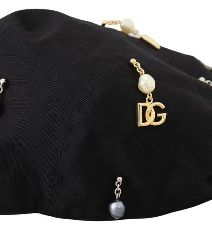 Dolce &amp; Gabbana Elegante cappello da strillone in cotone nero