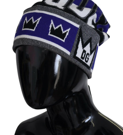 Dolce & Gabbana Multicolor Wool Blend Beanie with Queen Logo