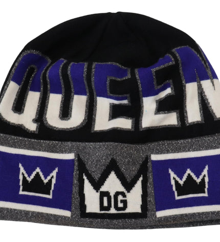 Dolce & Gabbana Multicolor Wool Blend Beanie with Queen Logo