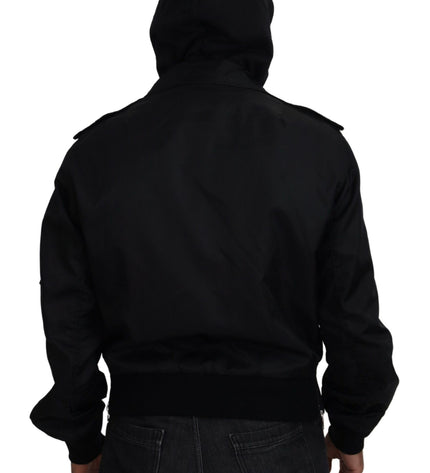 Dolce & Gabbana Sleek Black Hooded Bomber Jacket