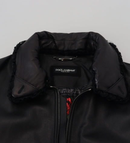 Dolce & Gabbana Chic Black Leather Silk-Lined Jacket