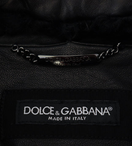 Dolce & Gabbana Chic Black Leather Silk-Lined Jacket