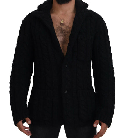 Dolce &amp; Gabbana Maglione Cardigan Elegante In Lana-Cashmere Nero