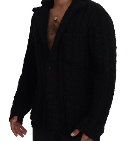 Dolce & Gabbana Elegant Black Wool-Cashmere Cardigan Sweater