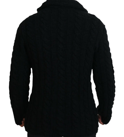 Dolce & Gabbana Elegant Black Wool-Cashmere Cardigan Sweater