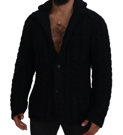 Dolce & Gabbana Elegant Black Wool-Cashmere Cardigan Sweater