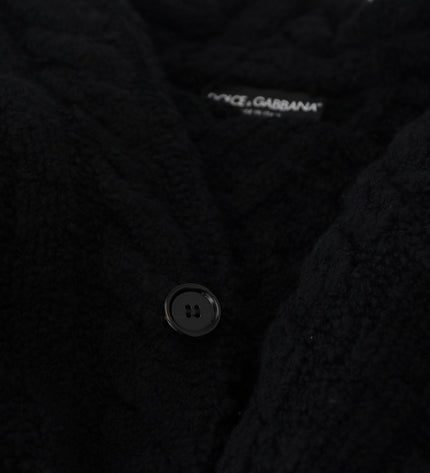 Dolce &amp; Gabbana Maglione Cardigan Elegante In Lana-Cashmere Nero