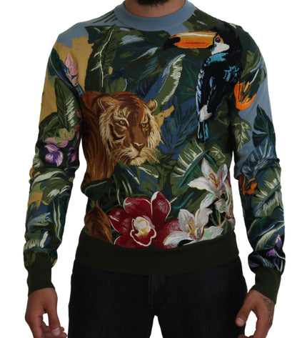 Maglione in lana e seta con ricamo Jungle di Dolce &amp; Gabbana