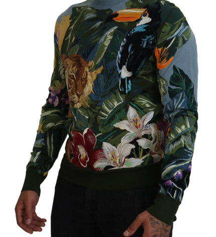 Maglione in lana e seta con ricamo Jungle di Dolce &amp; Gabbana