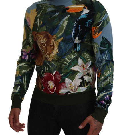 Maglione in lana e seta con ricamo Jungle di Dolce &amp; Gabbana