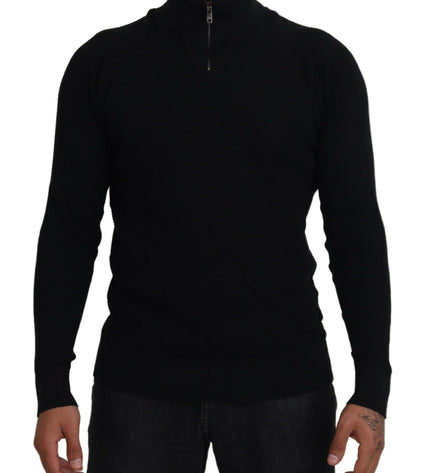 Dolce &amp; Gabbana Elegante maglione pullover nero in misto seta