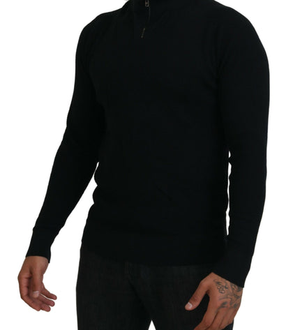 Dolce &amp; Gabbana Elegante maglione pullover nero in misto seta