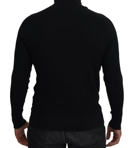 Dolce &amp; Gabbana Elegante maglione pullover nero in misto seta